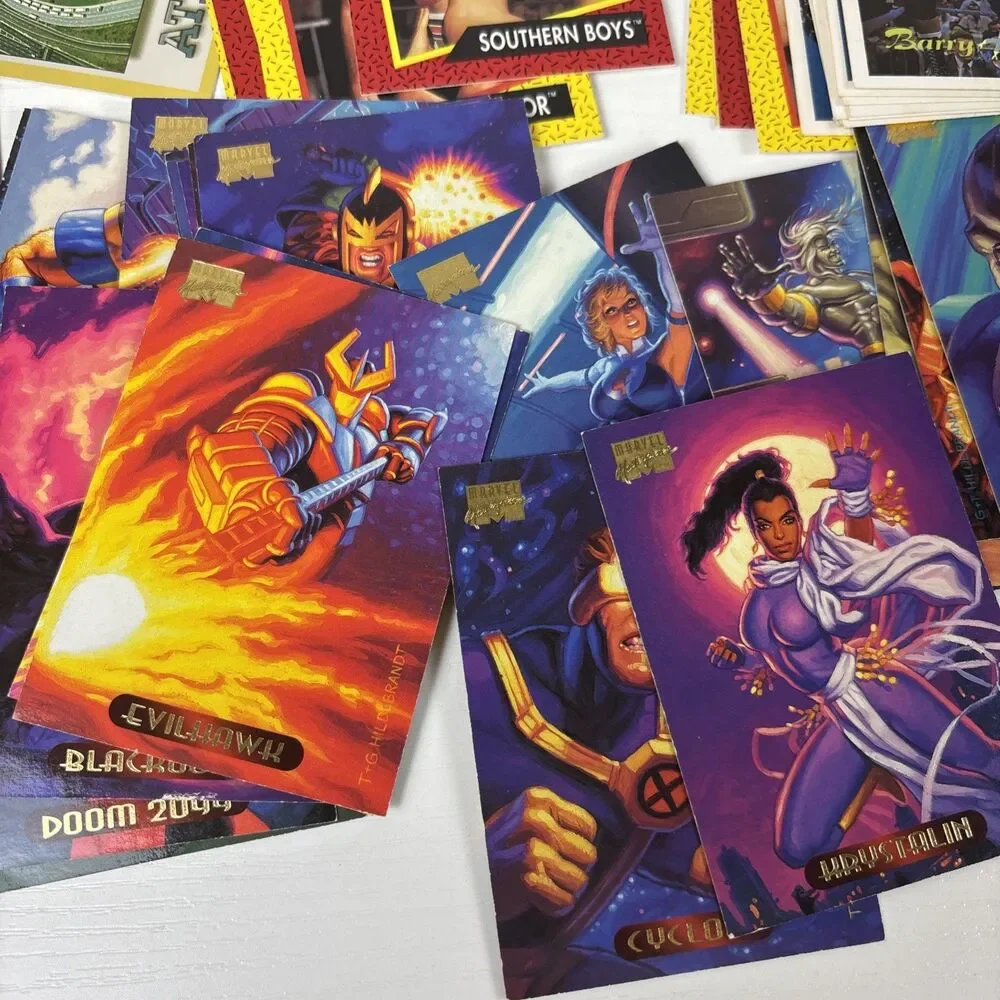 Lot 90s Trading cards 200+ Looney Tunes Marvel WCW WWF Olympics Batman Hot Wheel